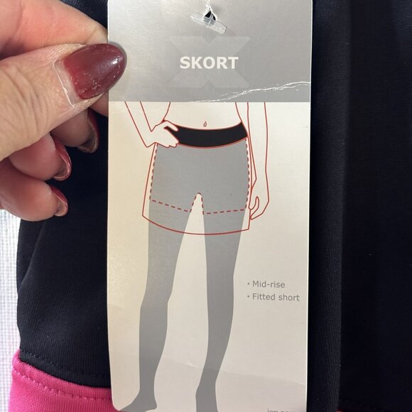 Xersion Womens Mid-Rise Skort W/Fitted Shorts Black & Pink XL Activewear - Picture 5 of 7